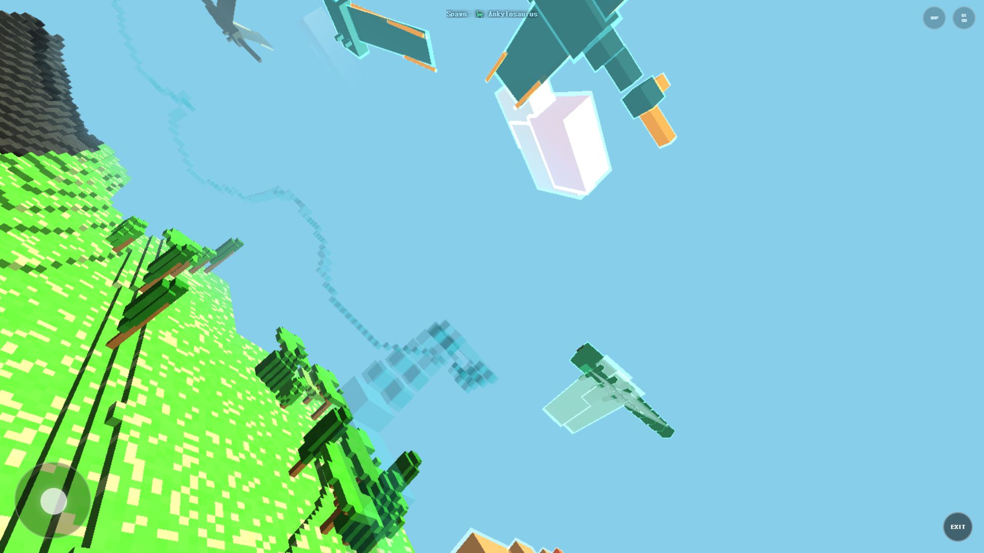 The same Iceland spawn and camera framing after reducing render distance to 8.